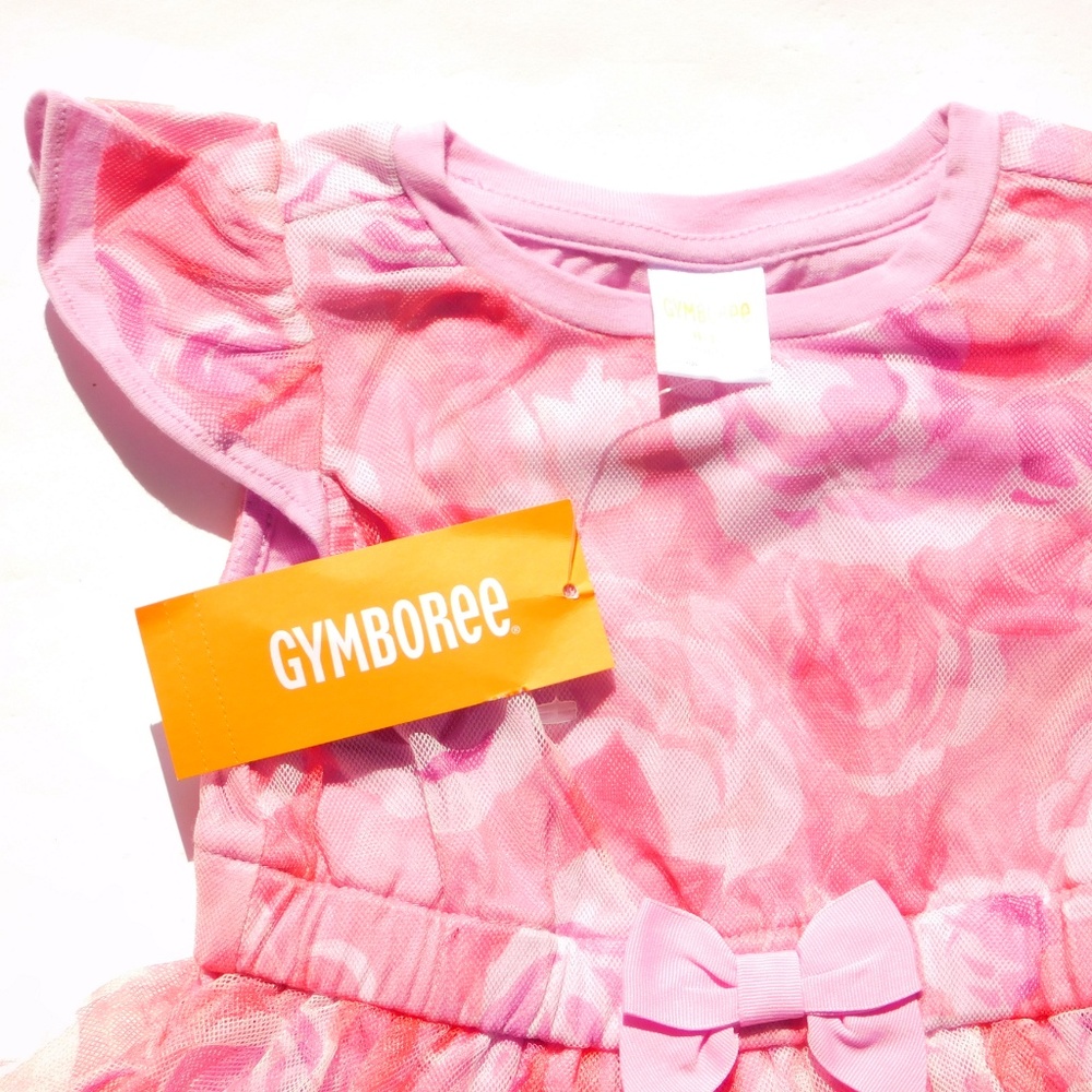 Gymboree Pink Floral Mesh Short Sleeve Dress Set Baby Girl‎ size 6-12 mo NWT - Picture 3 of 8